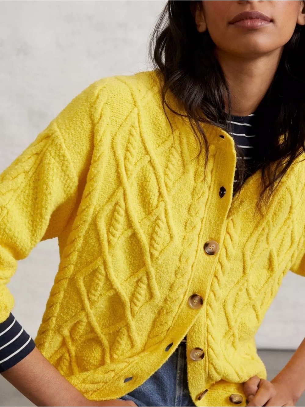 Anthropology Joanie Cable-Knit Cardigan Gold/Yellow XS